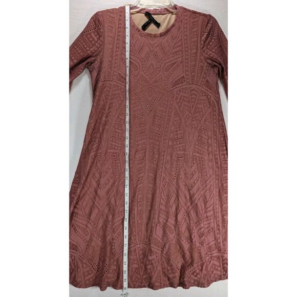 BCBGMAXAZRIA Womens Long Sleeve Midi Lace Maternity Dress Pink Small Boho Prarie - Picture 3 of 6